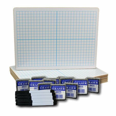 FLIPSIDE PRODUCTS Dry Erase XY Axis/Dry Erase, Two-Sided, Pens and Erasers, 9in. x 12in., Classpack, 12PK 19000